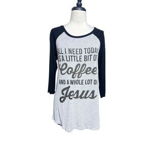 Rosemary Knit Jersey All I Need Is Coffee And Jesus Black & Gray Small